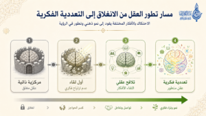 مراحل التطور الفكري من المركزية الذاتية والعقل المغلق، عبر عدم الارتياح الفكري والتلاقح العقلي، إلى التعددية الفكرية والعقل المتطور والمرن - عالم الأدب